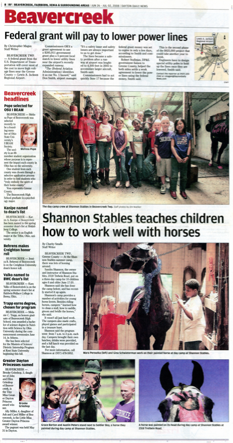 Dayton Daily News: Shannon Stables teaches children how to work well with horses